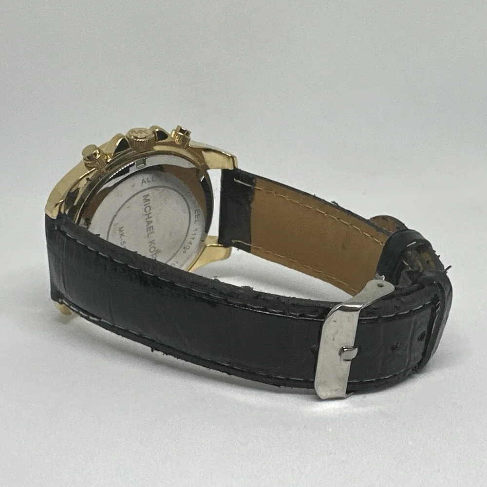 Michael Kors Blair MK5166 Women's Black Leather Analog Dial Quartz Watch HME655
